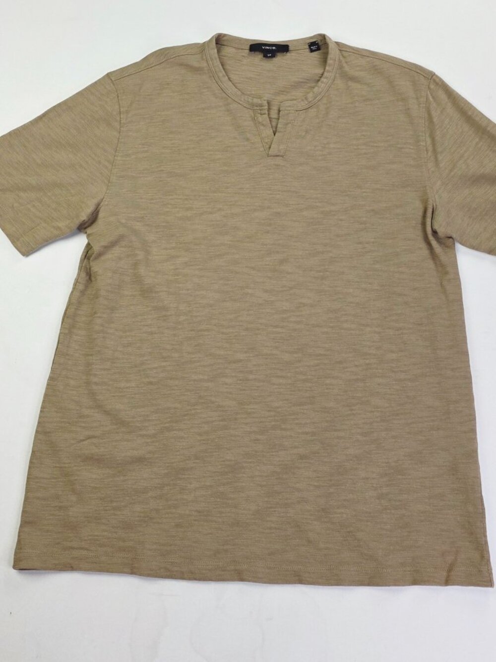Vince V Neck Camel Short Sleeve Mens Size Small Cotton Henley